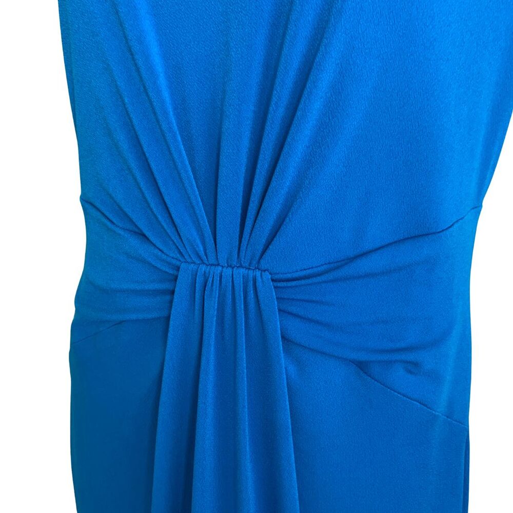 Anne Klein Dress Size 8 Blue Sheath Ruched Waist Cap Sleeve Knee Length Elegant - Picture 3 of 10